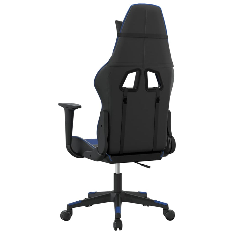 Massage gamestoel kunstleer zwart en blauw 1 Zwart en blauw