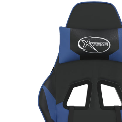 Massage gamestoel kunstleer zwart en blauw 1 Zwart en blauw
