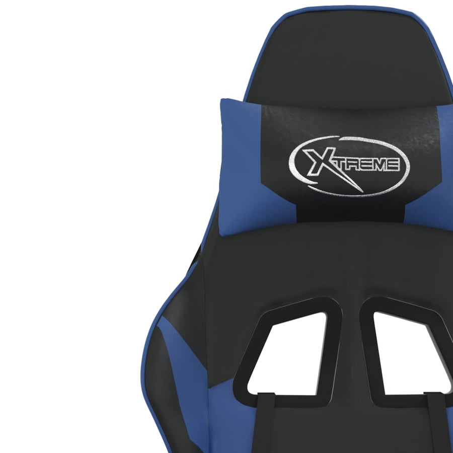 Massage gamestoel kunstleer zwart en blauw 1 Zwart en blauw