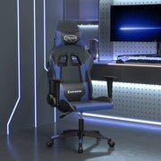Gamestoel massage kunstleer zwart blauw 67x58x118-128 cm
