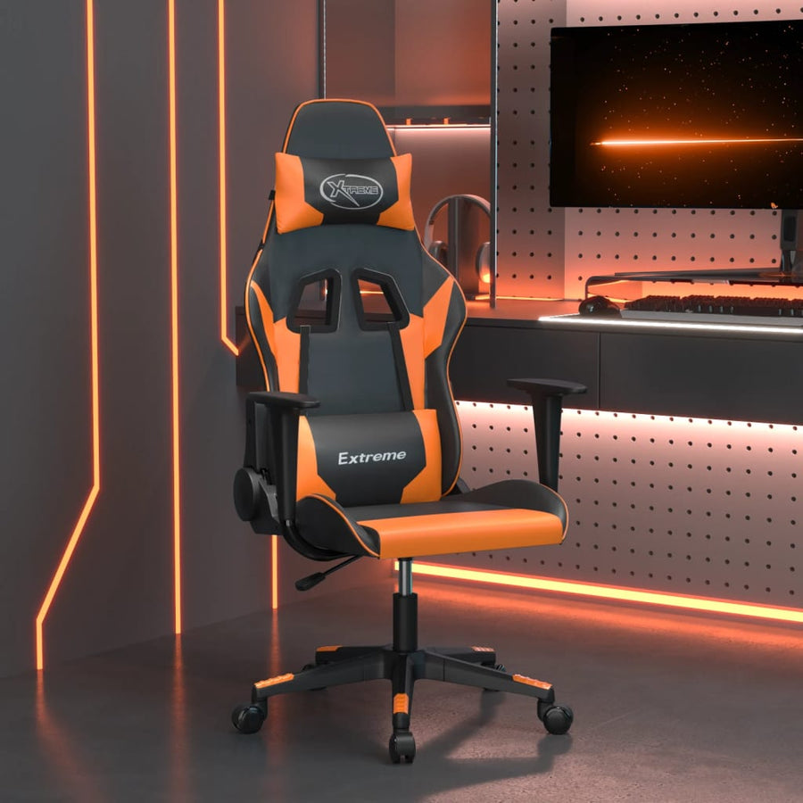 Massage Gamestoel Kunstleer Zwart en oranje Zonder voetensteun
