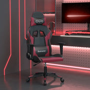 Gamestoel massage kunstleer zwart wijnrood 66x61x118-127.5 cm