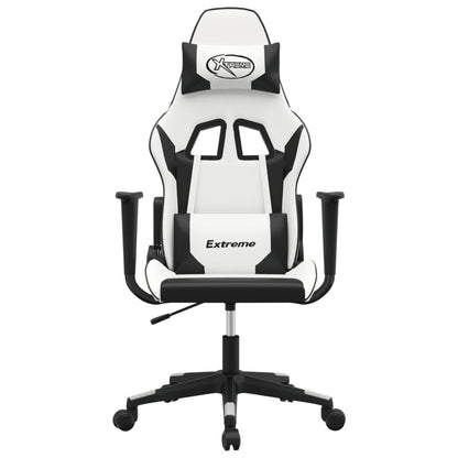 Massage Gamestoel Kunstleer Wit en zwart Zonder voetensteun