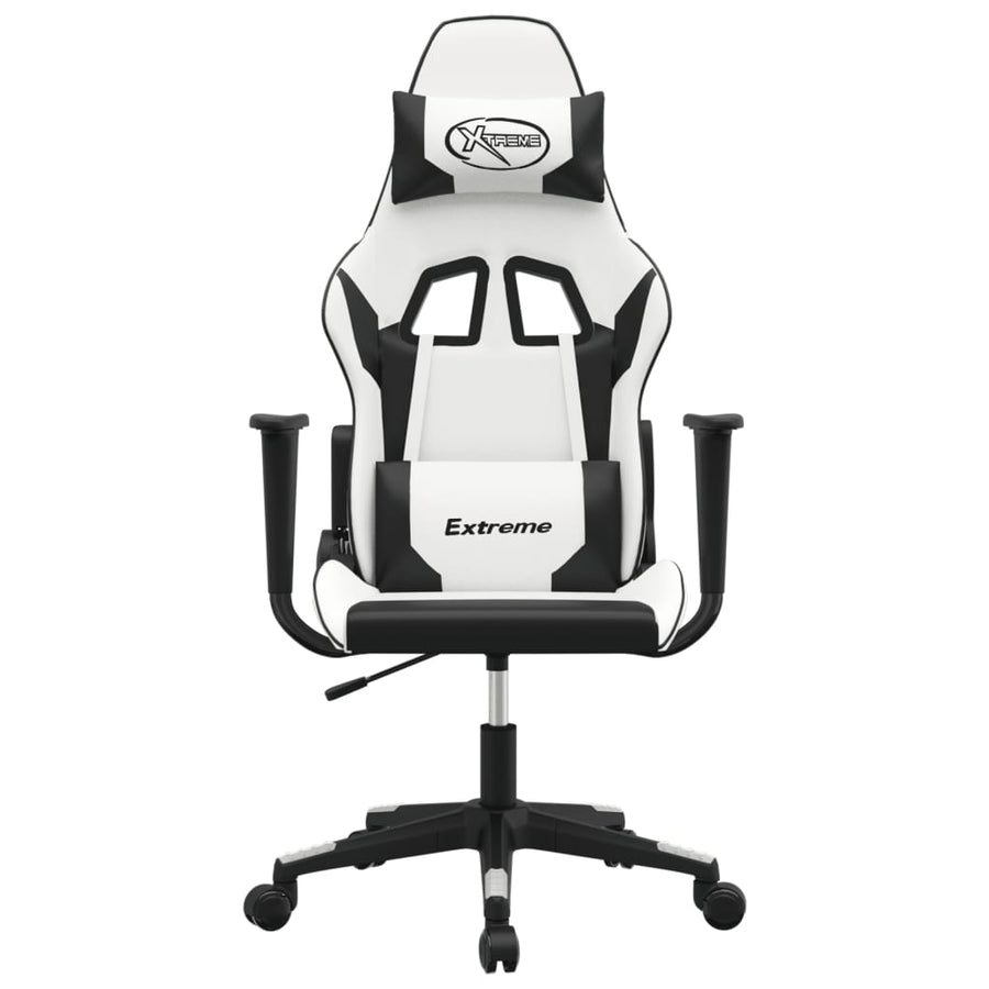 Massage Gamestoel Kunstleer Wit en zwart Zonder voetensteun
