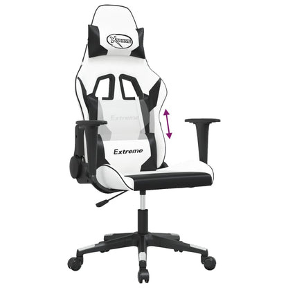 Massage Gamestoel Kunstleer Wit en zwart Zonder voetensteun