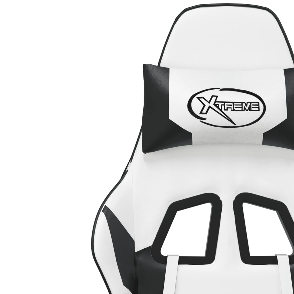 Massage Gamestoel Kunstleer Wit en zwart Zonder voetensteun