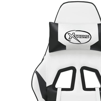 Massage Gamestoel Kunstleer Wit en zwart Zonder voetensteun