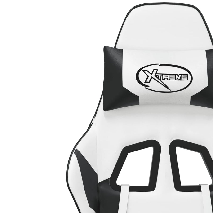Massage Gamestoel Kunstleer Wit en zwart Zonder voetensteun