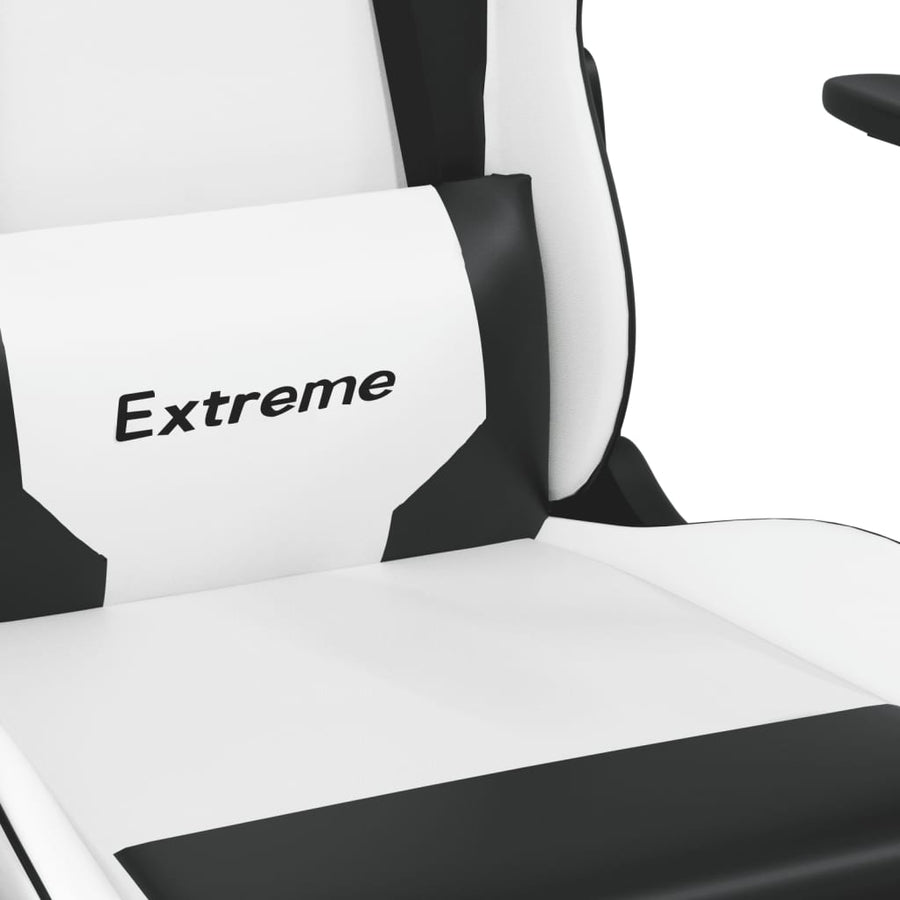 Massage Gamestoel Kunstleer Wit en zwart Zonder voetensteun