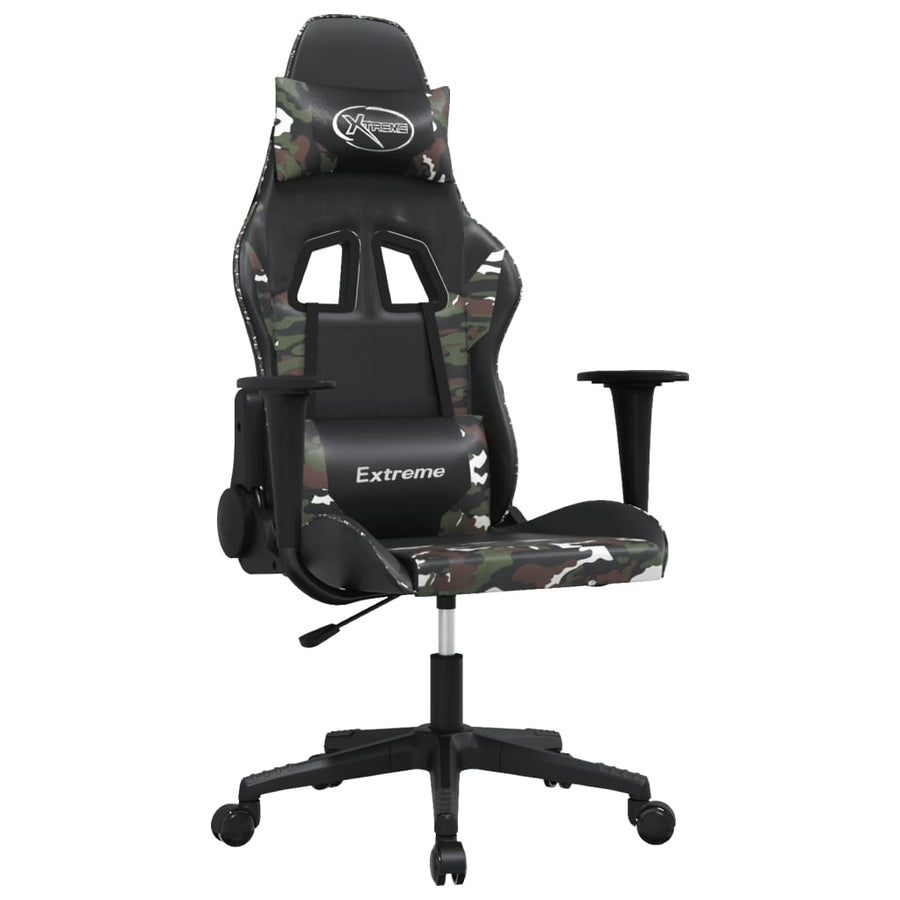 Massage Gamestoel Kunstleer Zwart en camouflage Zonder voetensteun