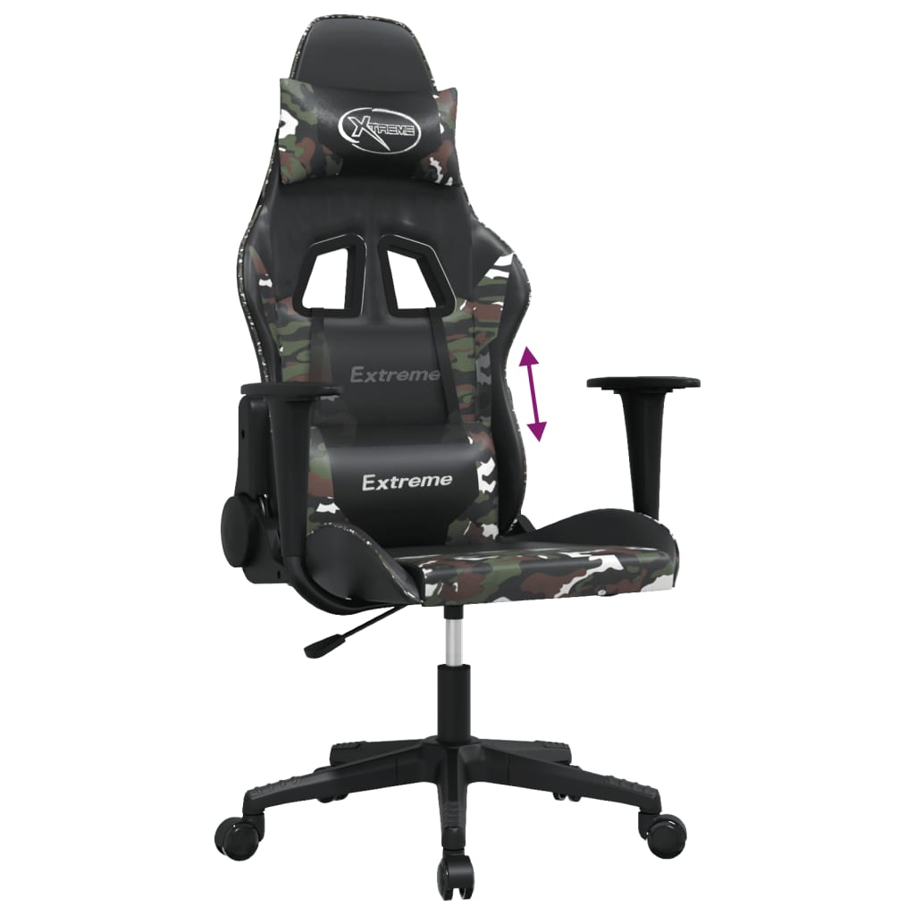 Massage Gamestoel Kunstleer Zwart en camouflage Zonder voetensteun