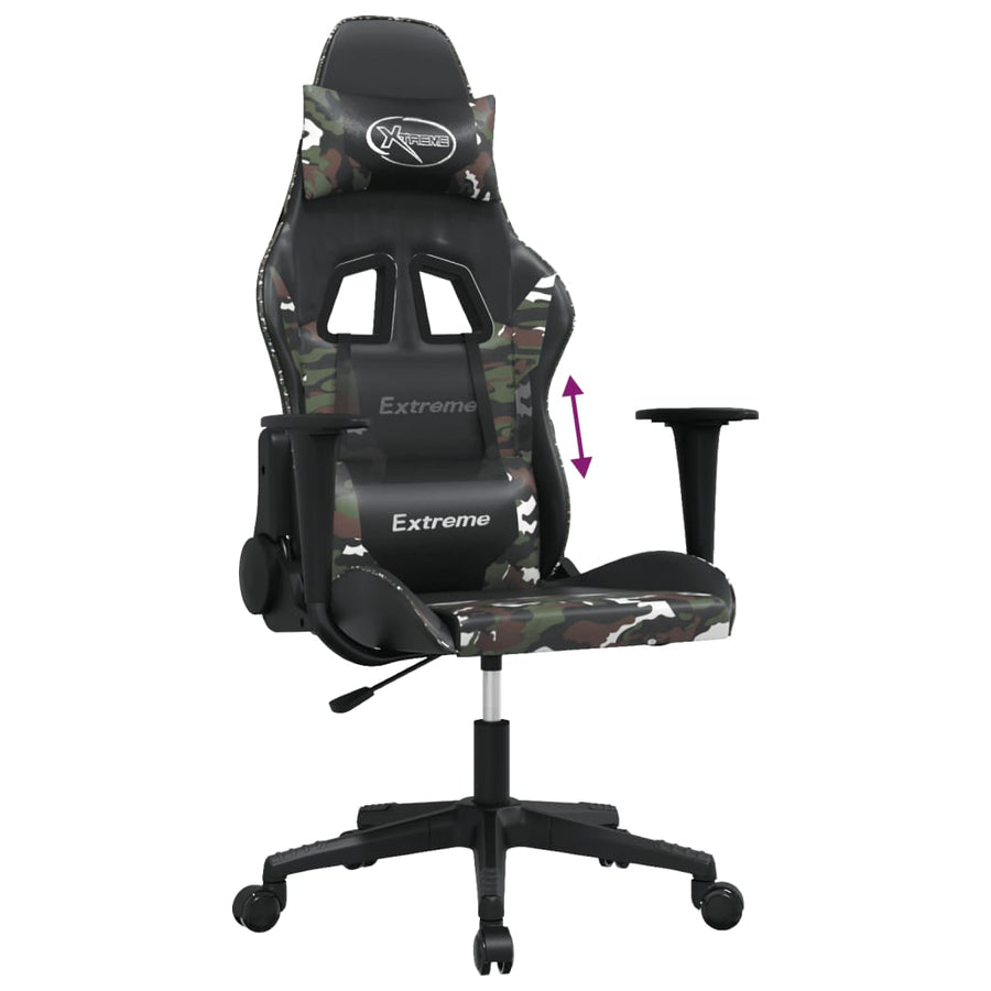 Massage Gamestoel Kunstleer Zwart en camouflage Zonder voetensteun