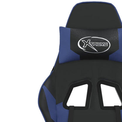 Massage gamestoel met voetensteun kunstleer zwart en blauw