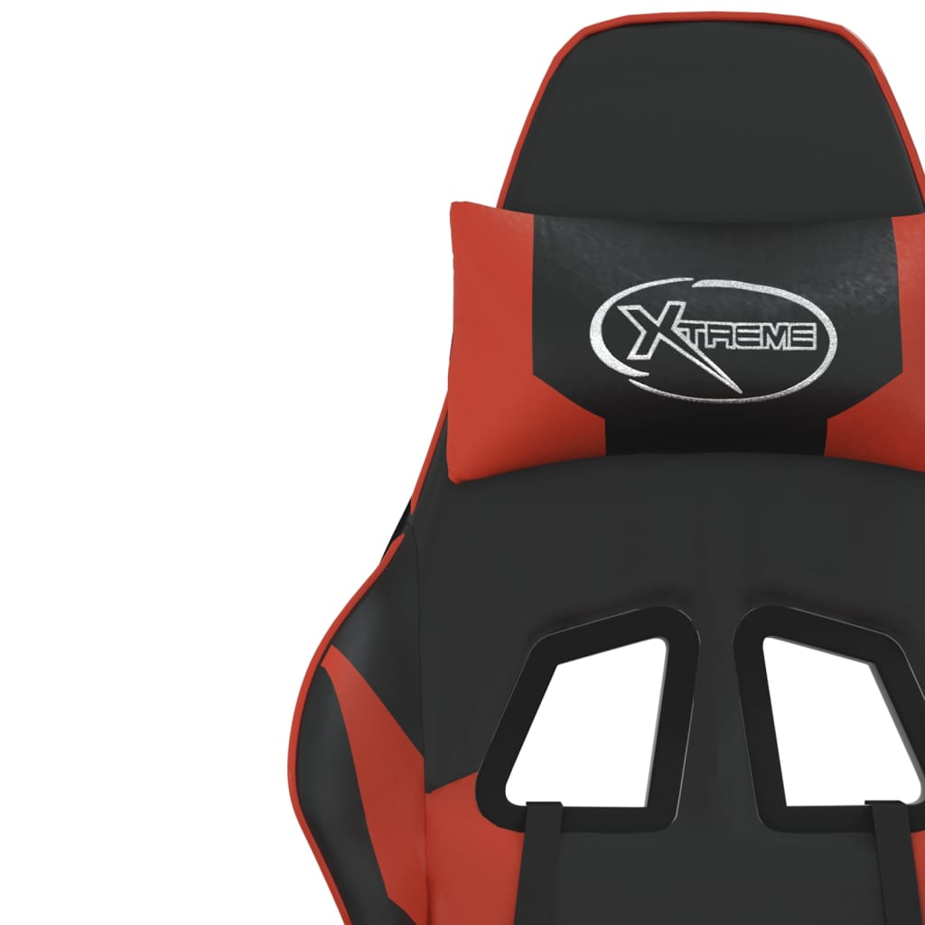 Massage gamestoel met voetensteun kunstleer zwart en rood