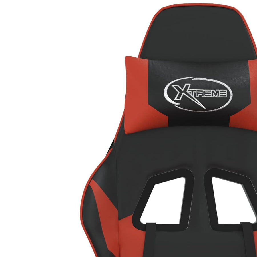 Massage gamestoel met voetensteun kunstleer zwart en rood