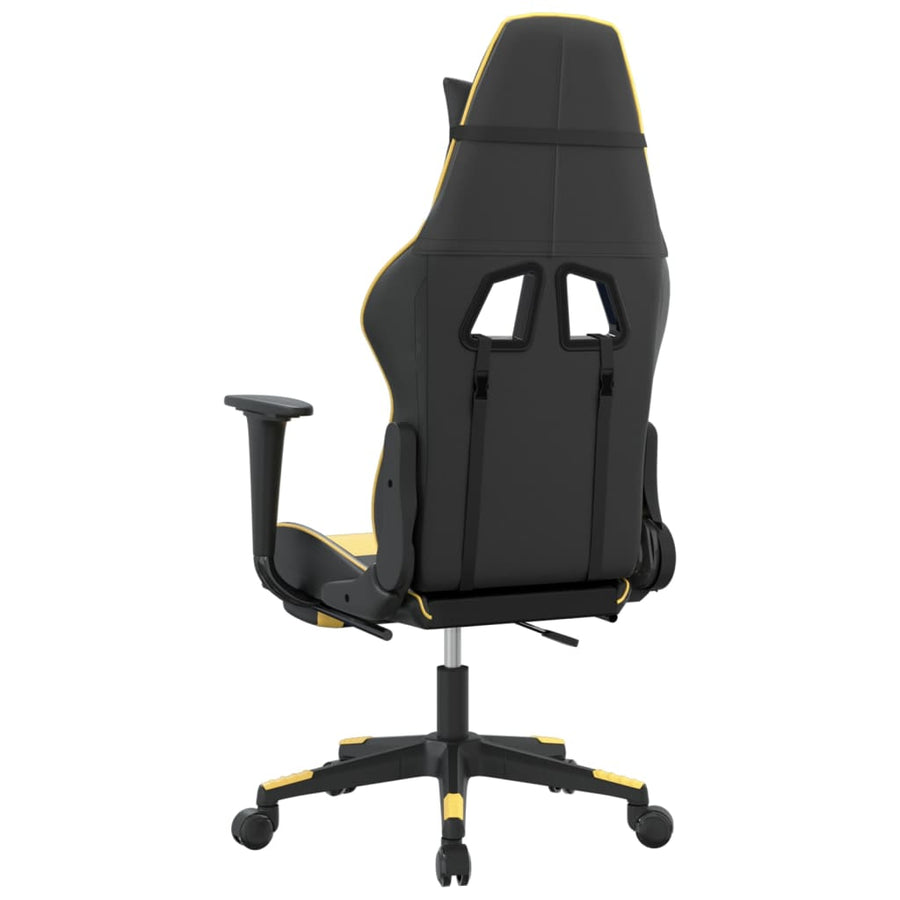 Massage gamestoel met voetensteun kunstleer zwart/goudkleurig
