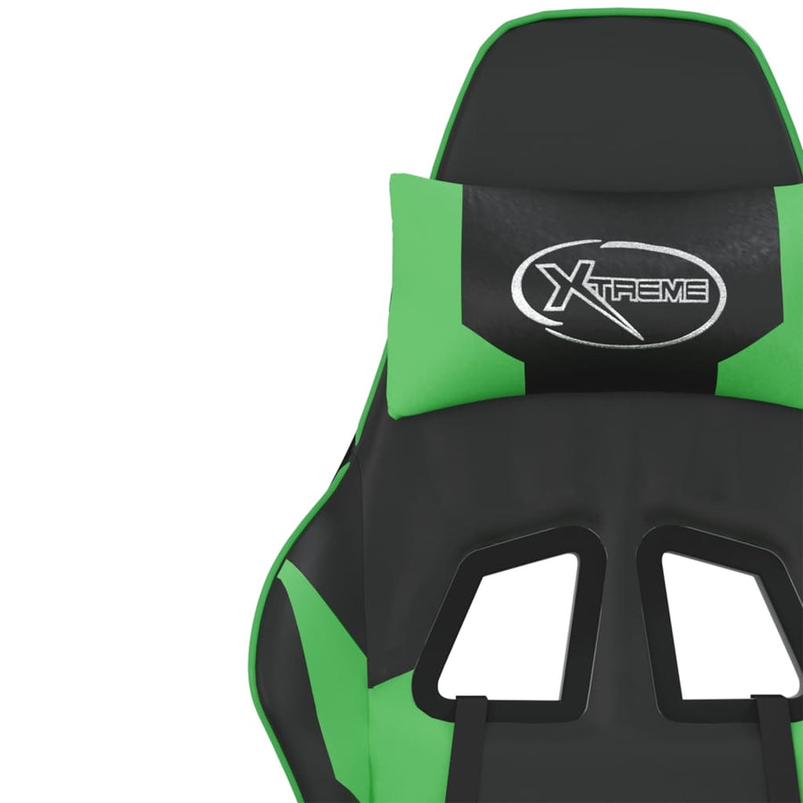 Massage gamestoel met voetensteun kunstleer zwart en groen