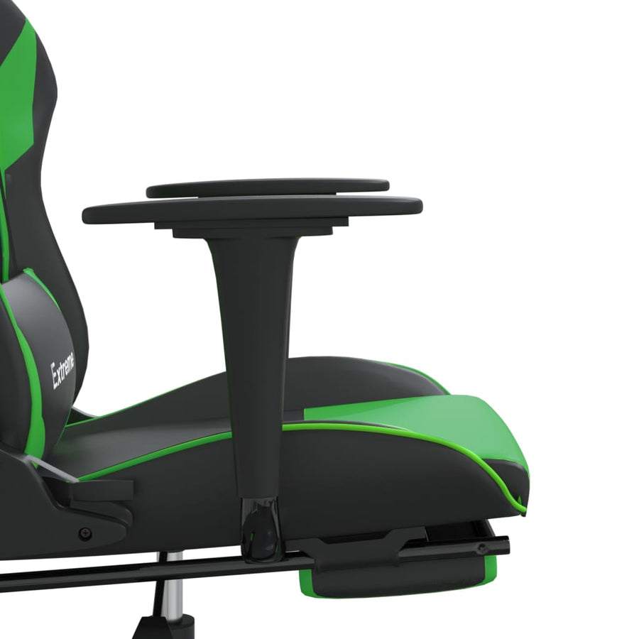 Massage gamestoel met voetensteun kunstleer zwart en groen