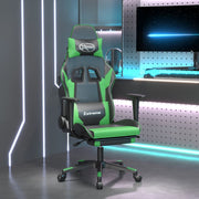 Gamestoel massage met voetensteun kunstleer zwart groen