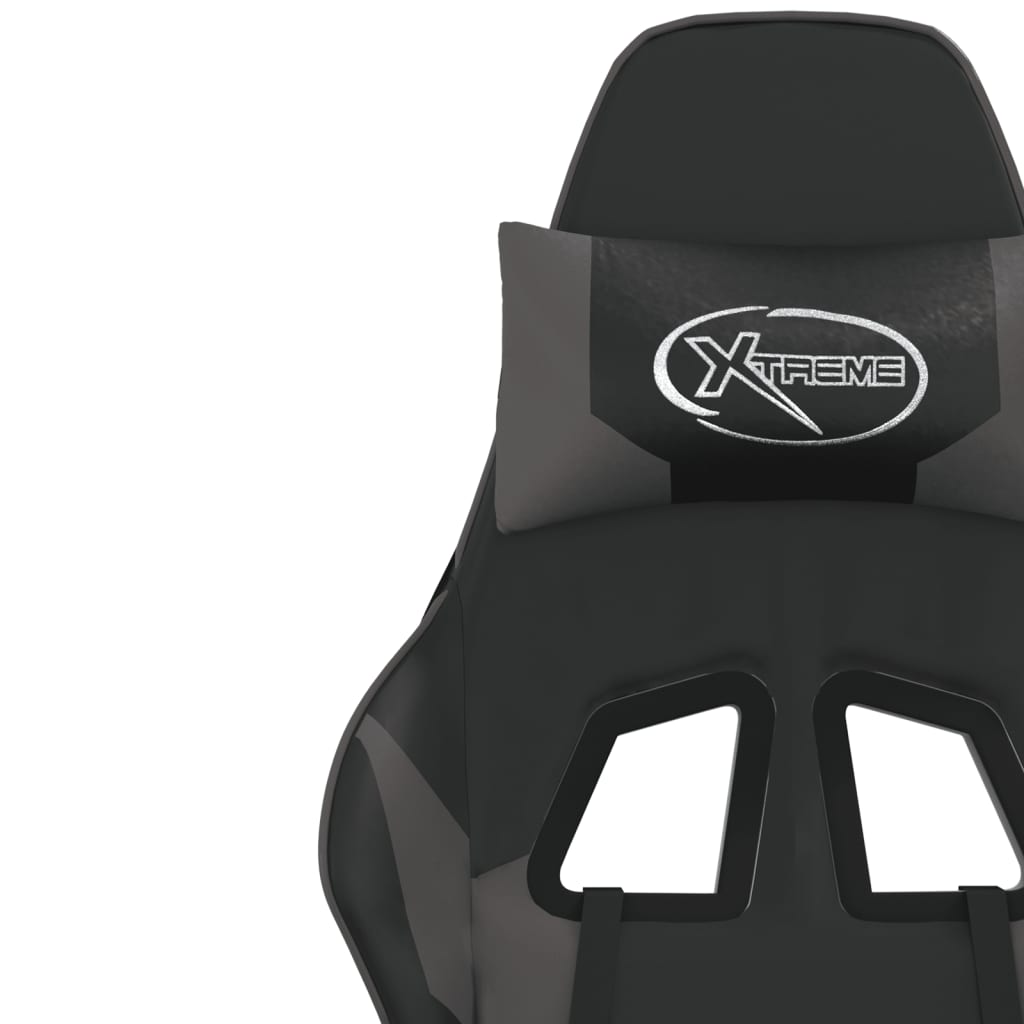 Massage gamestoel met voetensteun kunstleer zwart en grijs