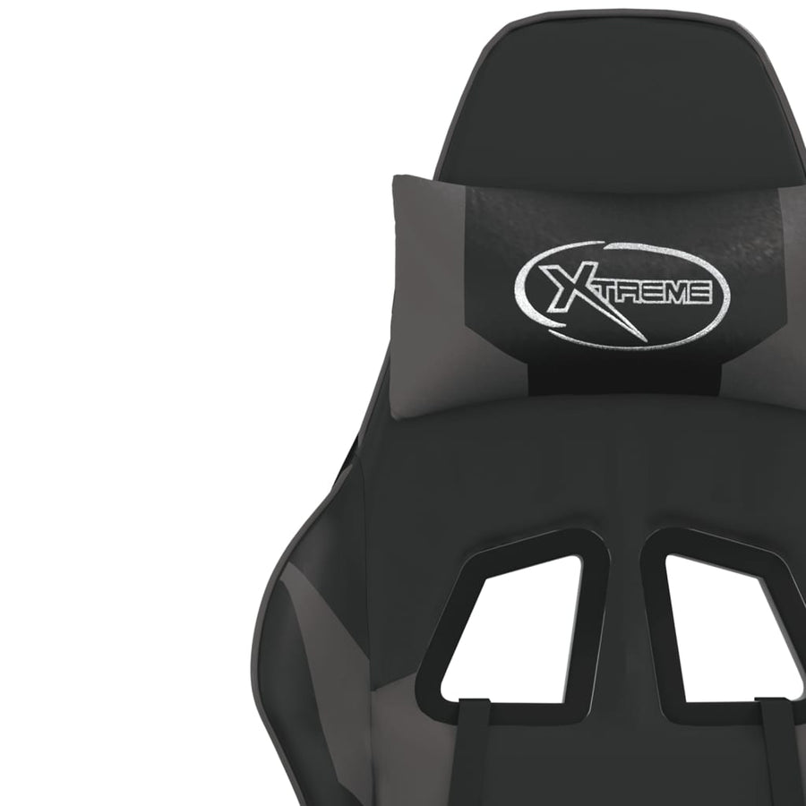 Massage gamestoel met voetensteun kunstleer zwart en grijs