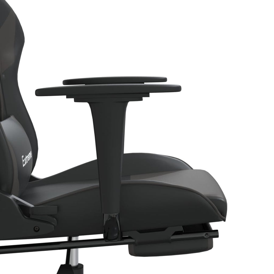 Massage gamestoel met voetensteun kunstleer zwart en grijs