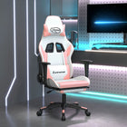 Gamestoel massage met voetensteun kunstleer wit roze