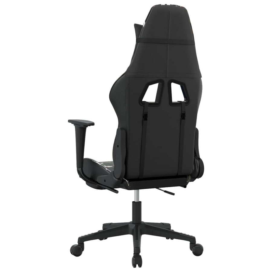 Massage gamestoel met voetensteun kunstleer zwart en camouflage