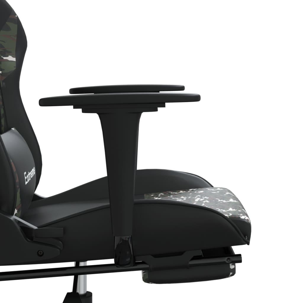 Massage gamestoel met voetensteun kunstleer zwart en camouflage