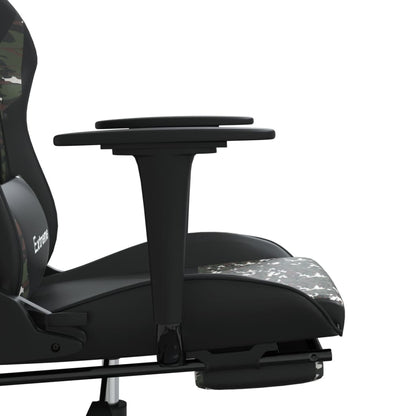 Massage gamestoel met voetensteun kunstleer zwart en camouflage