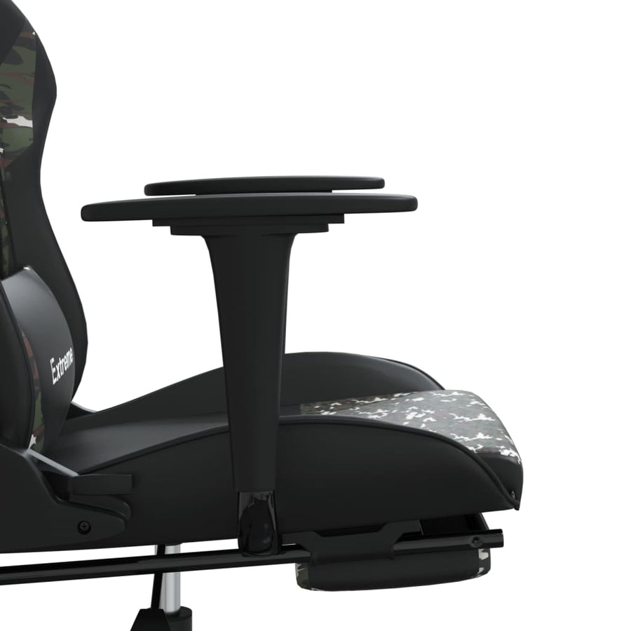Massage gamestoel met voetensteun kunstleer zwart en camouflage