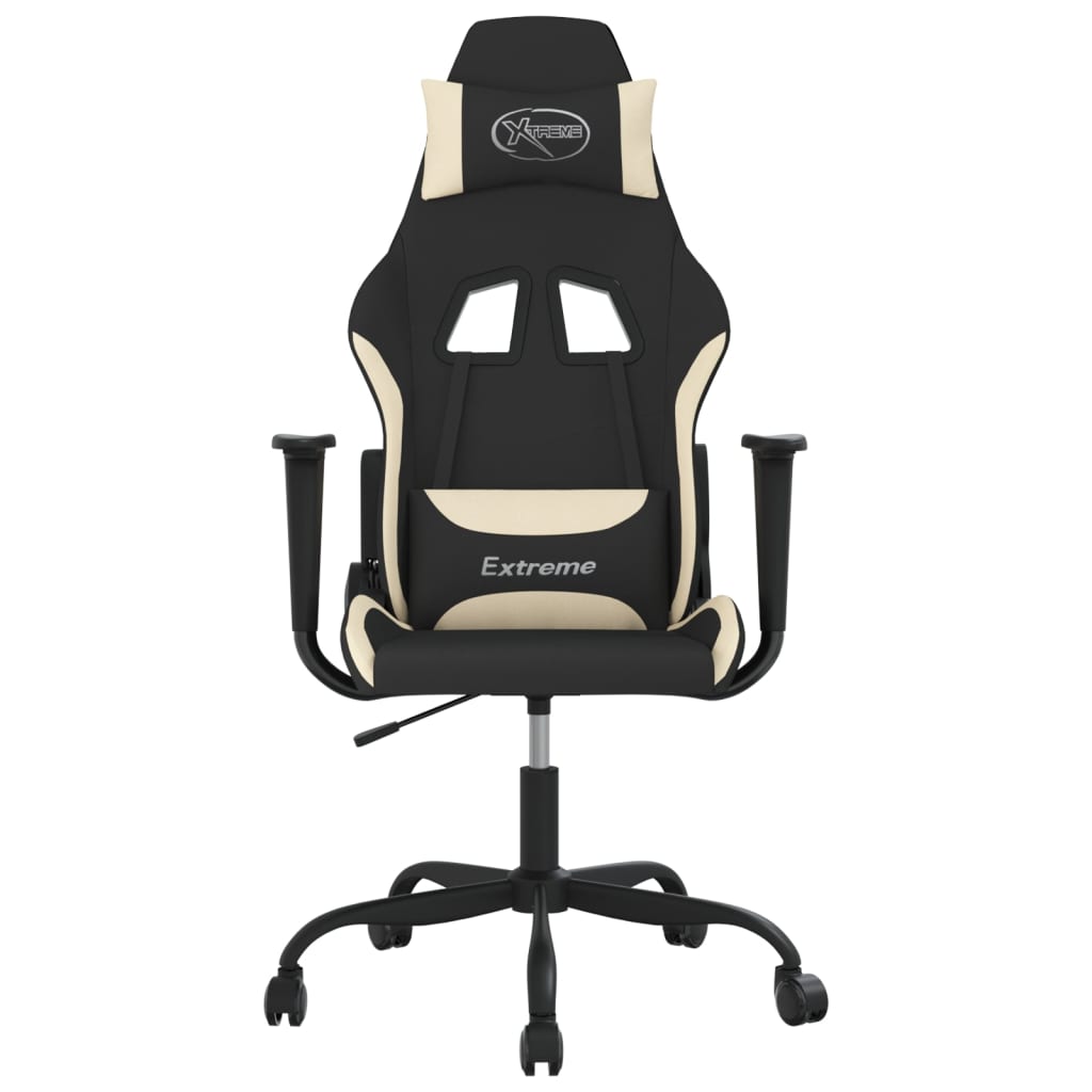 Massage gamestoel stof zwart en crèmekleurig