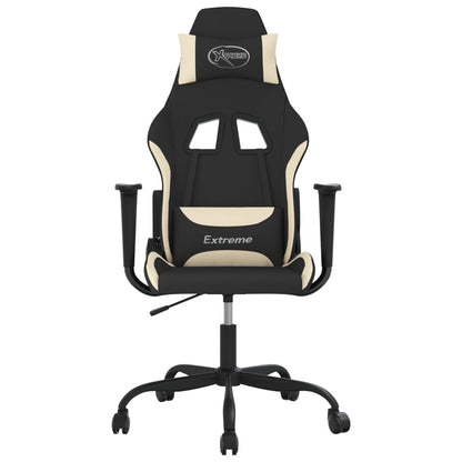 Massage gamestoel stof zwart en crèmekleurig