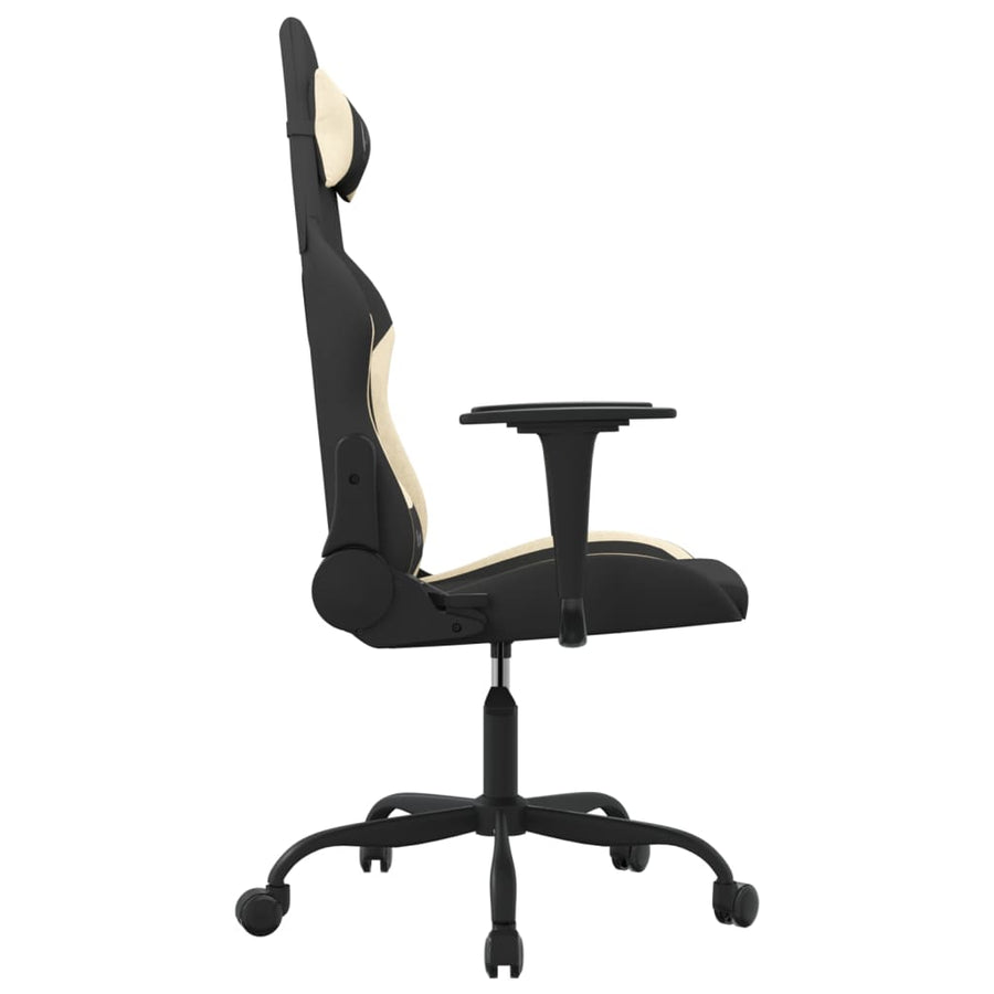 Massage gamestoel stof zwart en crèmekleurig