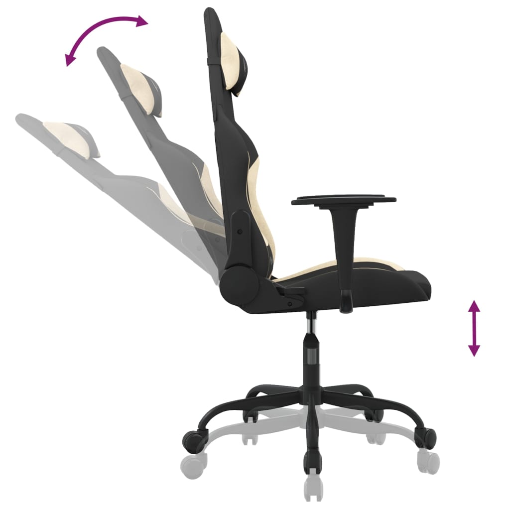 Massage gamestoel stof zwart en crèmekleurig