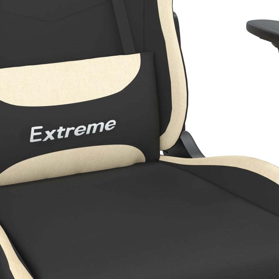 Massage gamestoel stof zwart en crèmekleurig