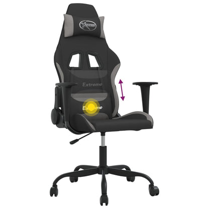 Massage gamestoel stof zwart en lichtgrijs