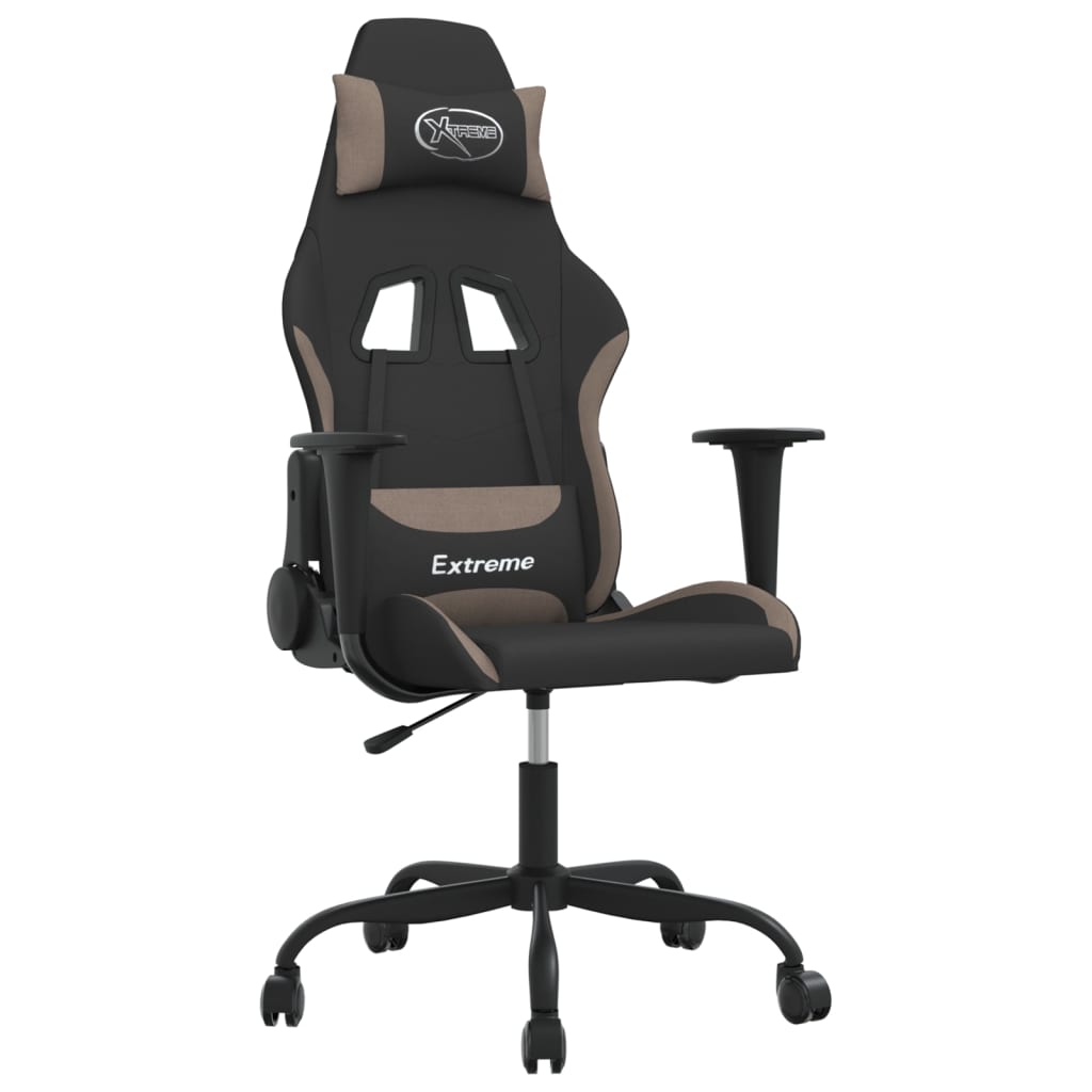 Massage gamestoel stof zwart en taupe