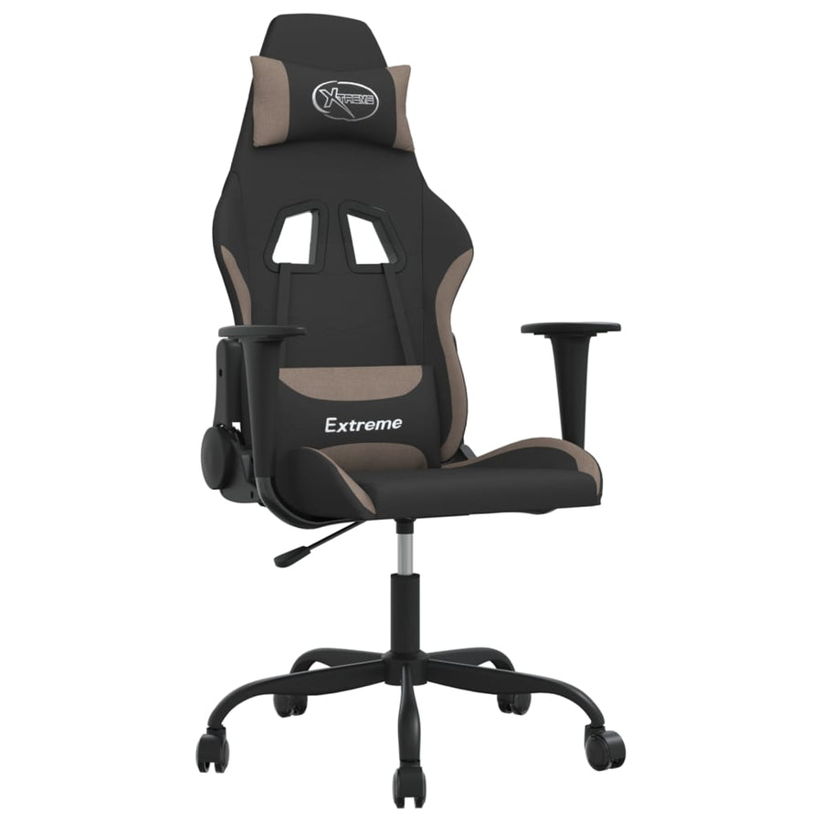 Massage gamestoel stof zwart en taupe