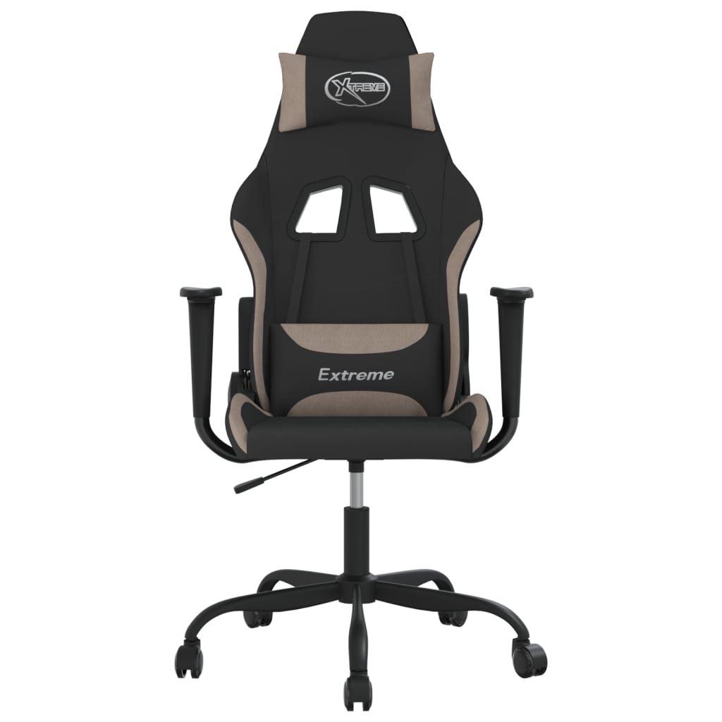 Massage gamestoel stof zwart en taupe