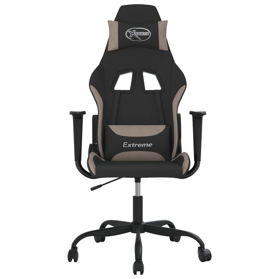 Massage gamestoel stof zwart en taupe