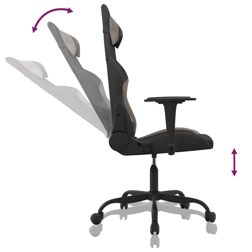 Massage gamestoel stof zwart en taupe