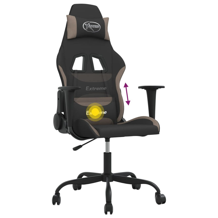 Massage gamestoel stof zwart en taupe