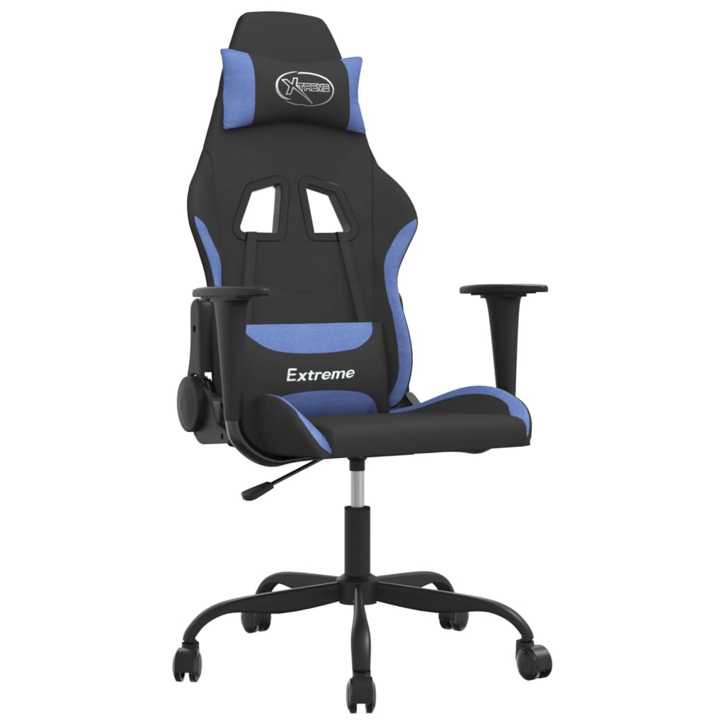 Massage gamestoel stof zwart en blauw