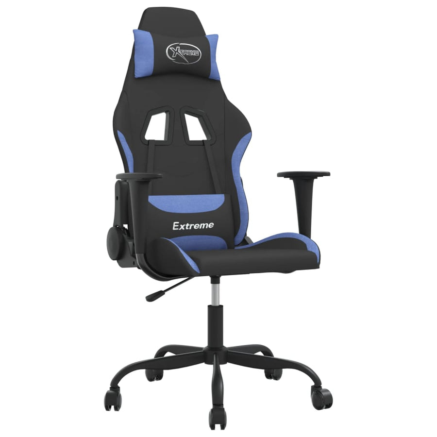 Massage gamestoel stof zwart en blauw