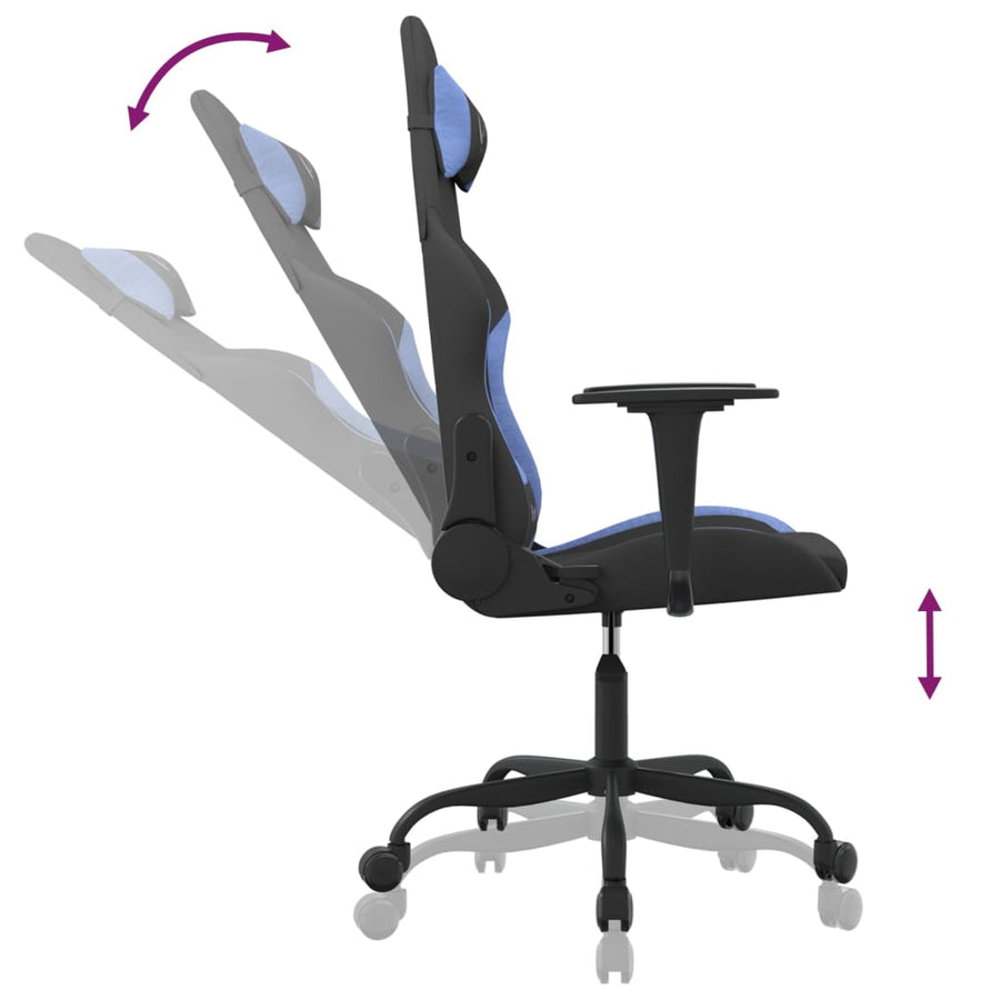 Massage gamestoel stof zwart en blauw
