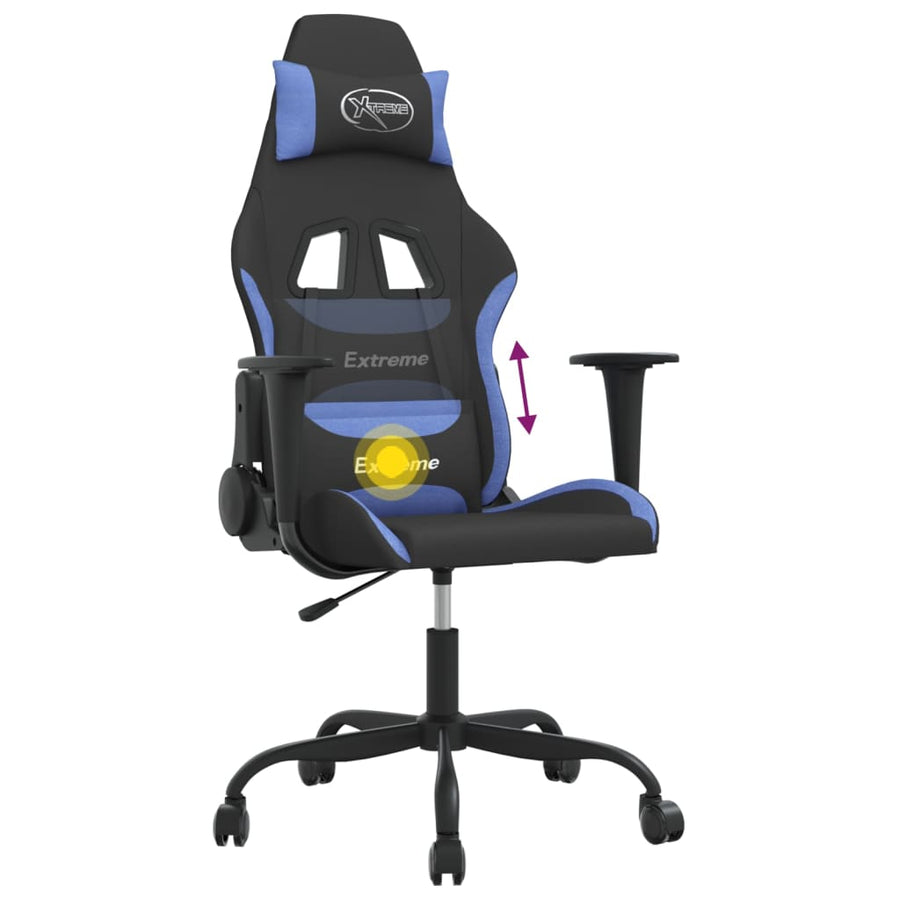 Massage gamestoel stof zwart en blauw