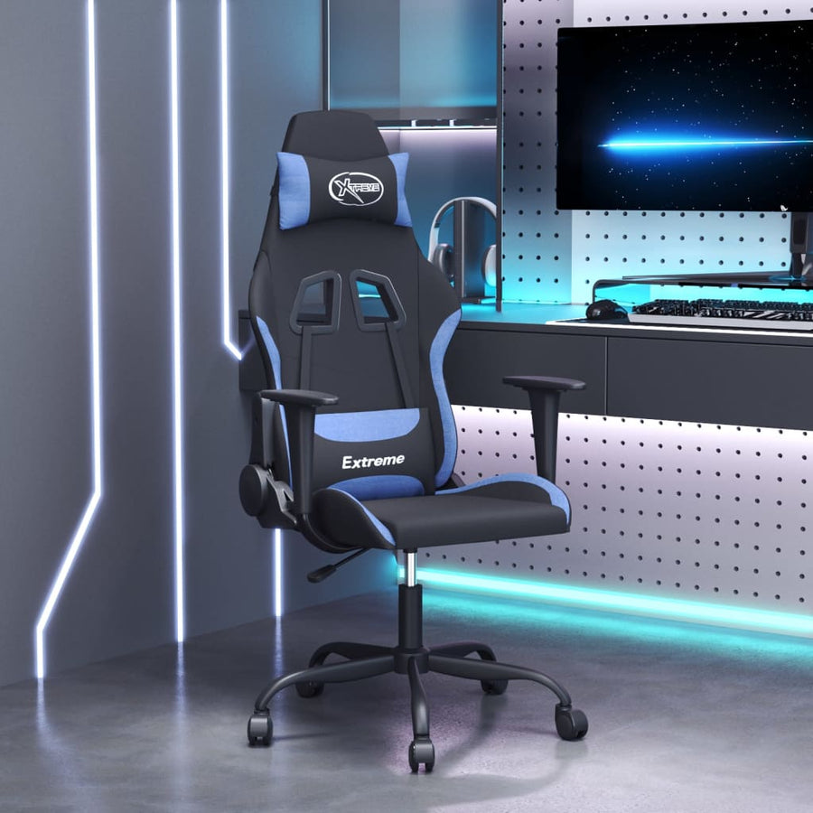 Massage gamestoel stof zwart en blauw