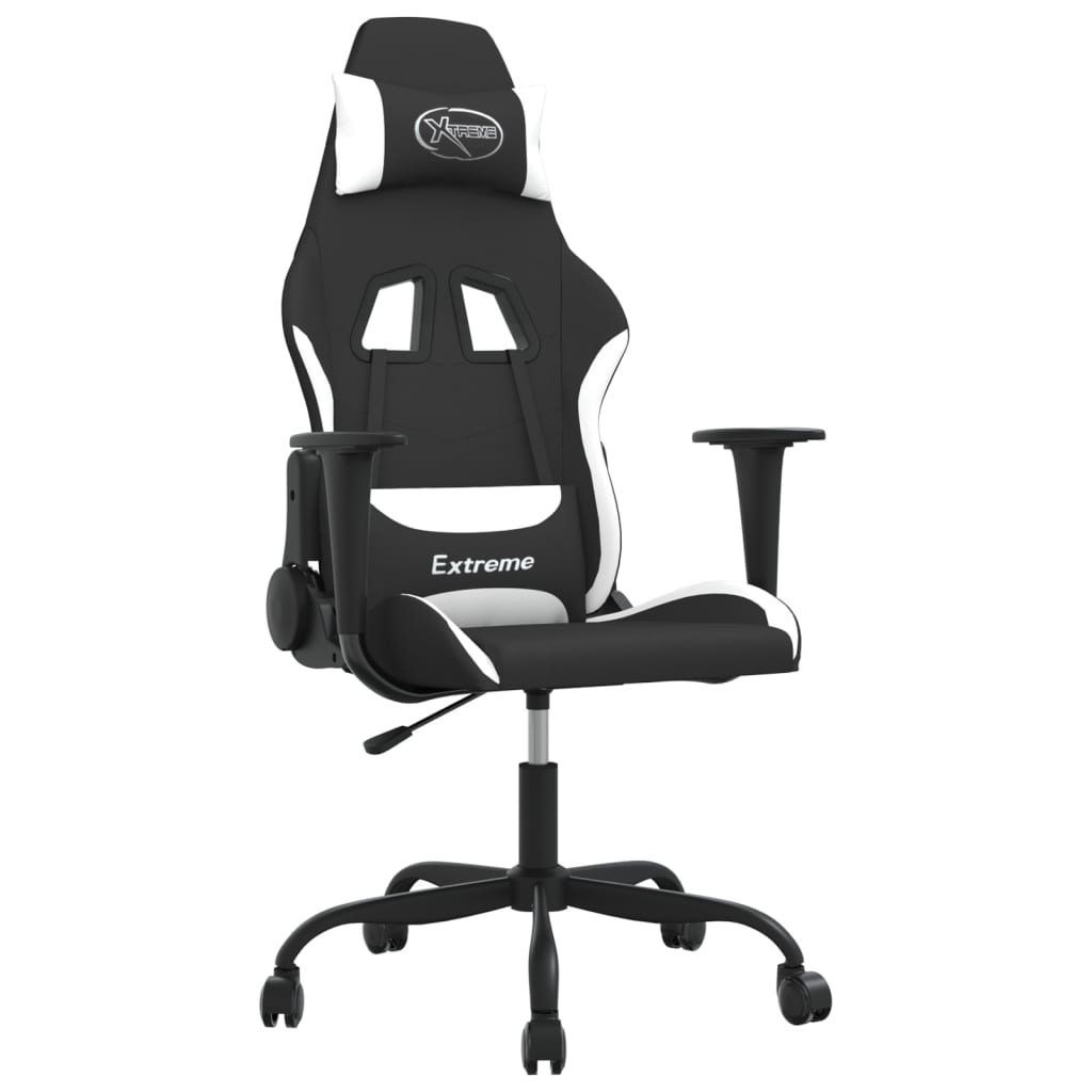 Massage gamestoel stof zwart en wit