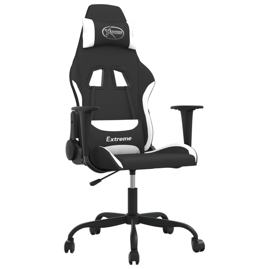 Massage gamestoel stof zwart en wit